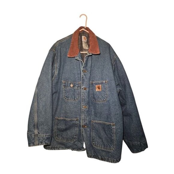Carhartt Other - VTG Carhartt Denim Jean Jacket Barn Coat Blanket Lined USA C59DST Men's 2XL Reg